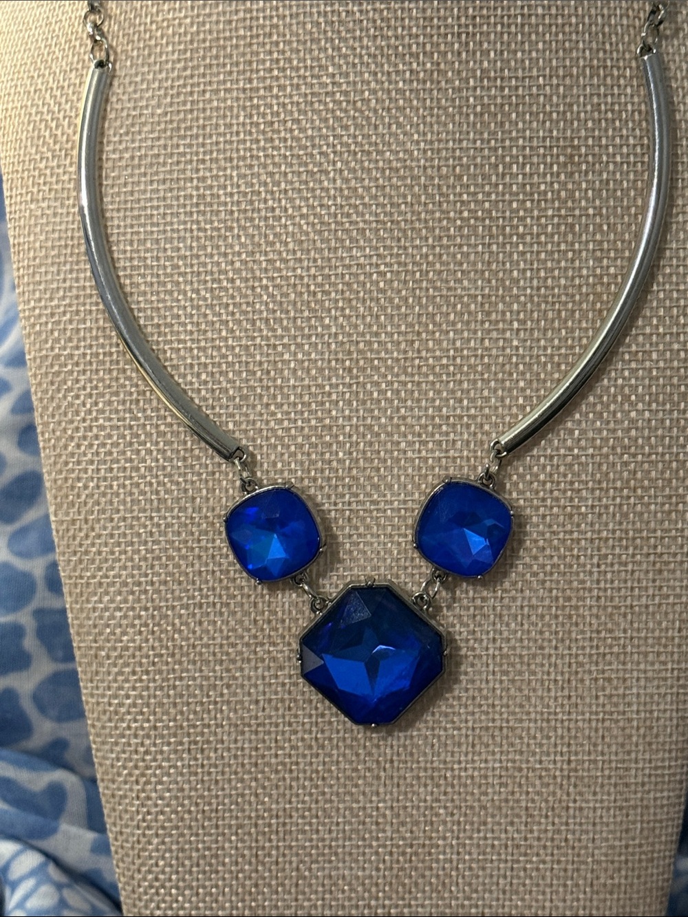 Cobalt Blue Faceted Gem Necklace - Women Jewelry